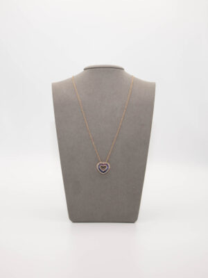 COLLANA FORMA CUORE IN ORO ROSA, ZAFFIRI E DIAMANTI