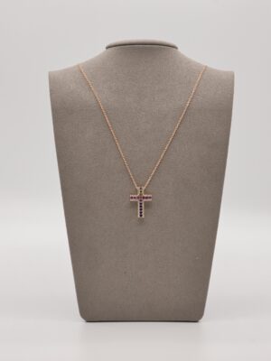COLLANA FORMA CROCE CON ZAFFIRI E DIMANTI