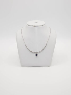 COLLANA ORO BIANCO, DIAMANTI E ZAFFIRI