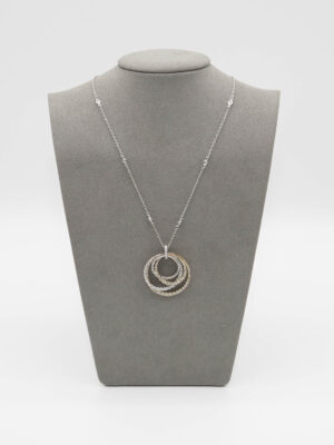 COLLANA IN ORO BIANCO E ROSA CON DIAMANTI E ZAFFIRI