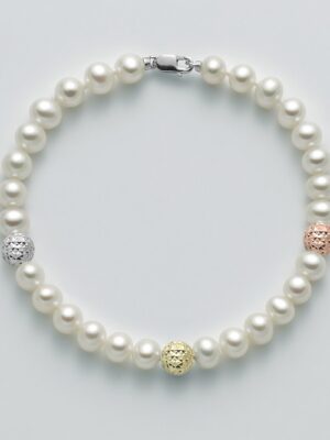 BRACCIALE CON PERLE SFERICHE MARTELLATE