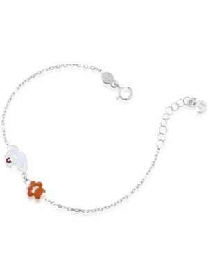 BRACCIALE IN ORO BIANCO CON CANE E IMPRONTA CON SMALTO COLORATO